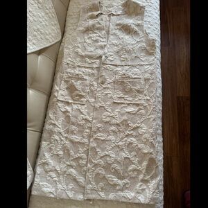 Thickened Pure linen jacquard weave Vest Women Size M